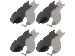 Conjunto De 8 Ganchos Adesivos De Parede Em Aço Inoxidável, Resistentes E À Prova D'água, Com Estampa De Gatos.