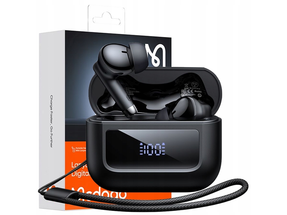 Auscultadores Intra-auriculares Sem Fios Bluetooth Mcdodo Com Microfone Estojo E Correia