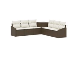 Vidaxl Conjunto De Sofás 7 Pcs Marrom E Branco Creme