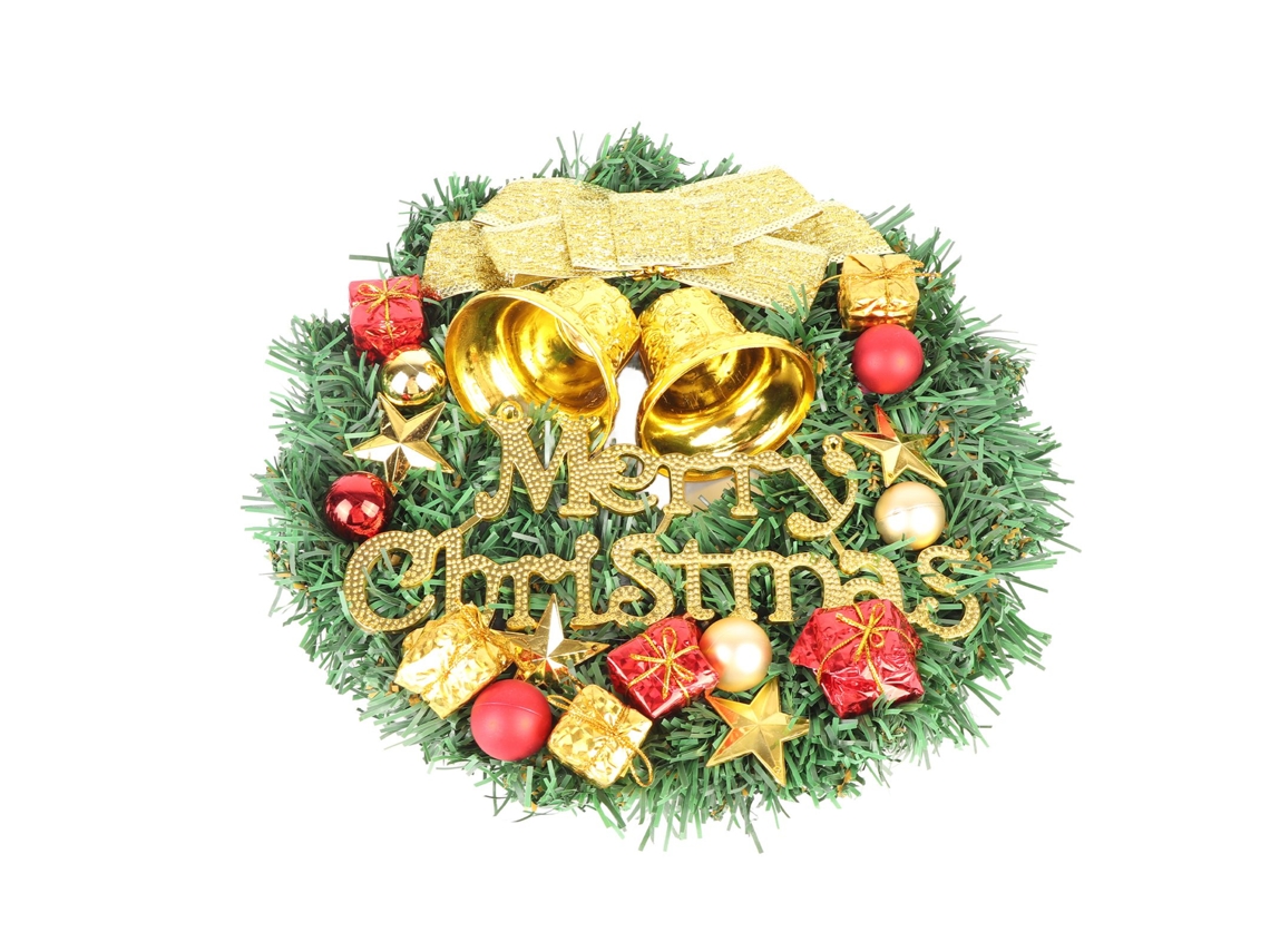 Guirlanda De Natal Artificial Laxiscreed 30cm Com Laço E Sino Para Porta Ou Parede