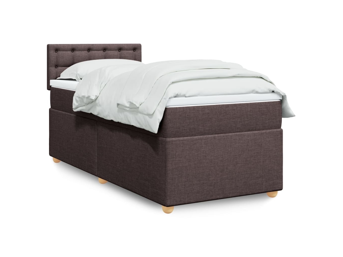 Vidaxl Cama Com Molas/colchão 80x200 Cm Tecido Castanho-escuro