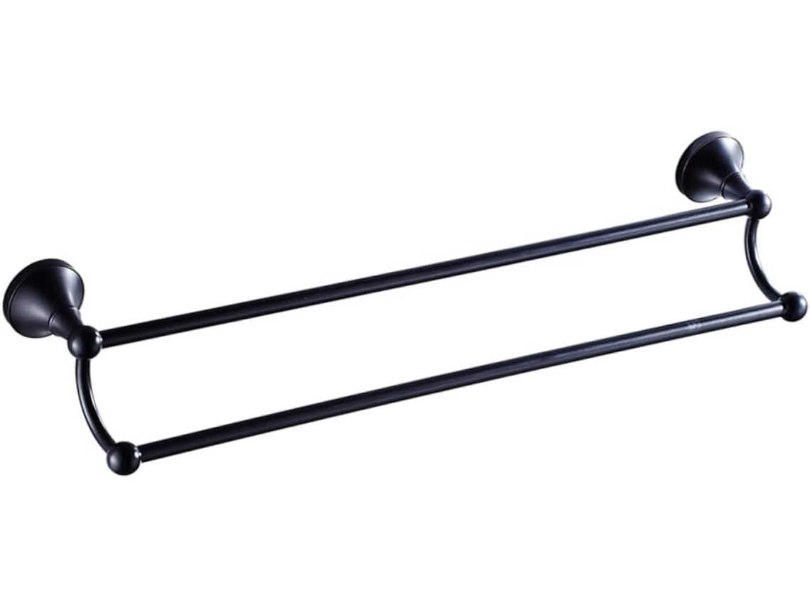 Suporte De Toalhas Duplo Zerodeko Em Latão Preto, Acessório Para Banheiro, Montado Na Parede, Superfície Lisa, Alta