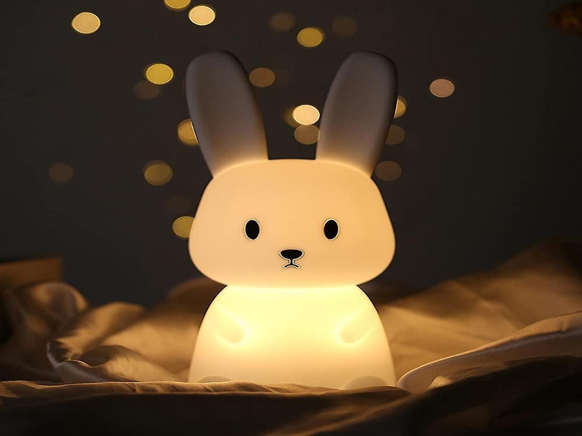 Lurelia Luz Noturna em Formato de Coelho com Silicone Macio, Recarregável USB, Sensor Touch e RGB para Bebês e Crianças, para Berçário