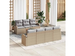 Vidaxl Conjunto De Sofá De Jardim 8 Unid. Bege E Cinza Claro Vime Pe