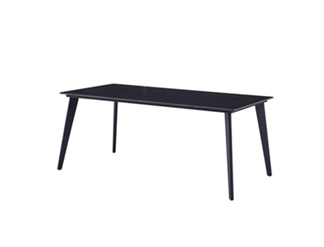 Mesa de Jantar Lorna Preta com Veios Dourados 180X90X76 Cm Tampo de Sinterstein Padrão Mármore Pés de Metal CASA VITAL