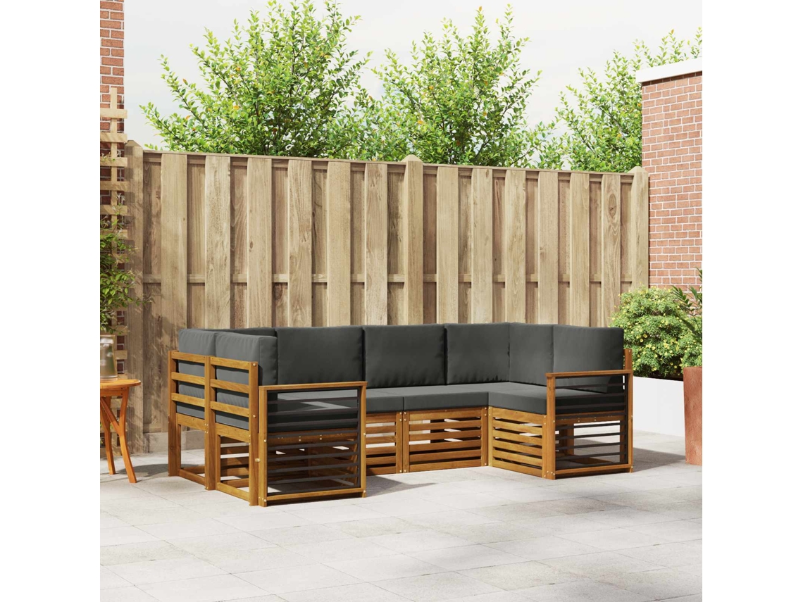 Vidaxl Conjunto De Sofás Para Exterior 6 Unid. Natural E Antracite