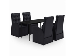 Garden Dining Set, Garden Dining Sets Vidaxl Preto Rattan / Vime (140 Cm Table Length)