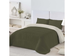 Edredão Nórdico Reversível Bicolor Verde 75/baunilha Cama 135/150