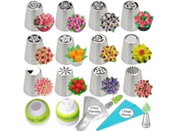 Rebe kit de Pistas de Piping Ruso para Decorar Pasteles 12 Pontas Inclui Conectores, Bolsas e Guia