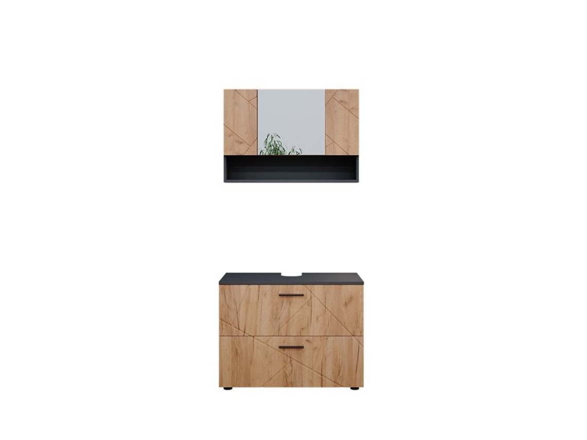 Móvel de arrumação para casa de banho Vicco Irma, Antracite, 2 peças, armário baixo 80 cm