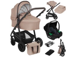 Carrinho De Bebé Multifuncional Lionelo Bianka Trio 3em1: Alcofa Cadeira Auto Assento Reversível Dobrável 0–22 Kg  Acessórios, Bege Escuro
