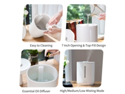 Humidificador com difusor de óleos essenciais controle via app top fill resistente à vazamento desligamento automático S/MARCA
