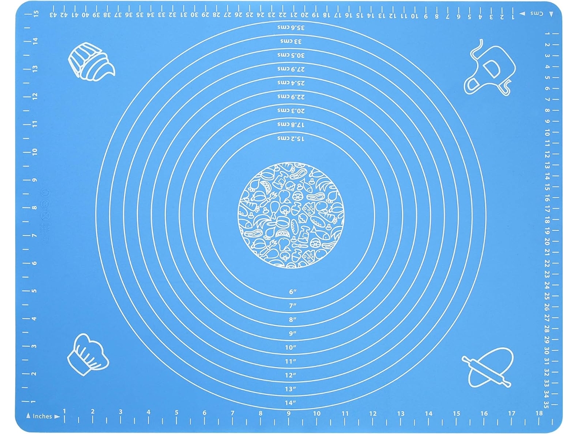 Tapete De Silicone Para Assar Massas Com Medidas, 19,7 X 15,7 Sem Bpa, Antiaderente E Antiderrapante, Acessórios De Mesa Azuis Para Assar Aquaforge