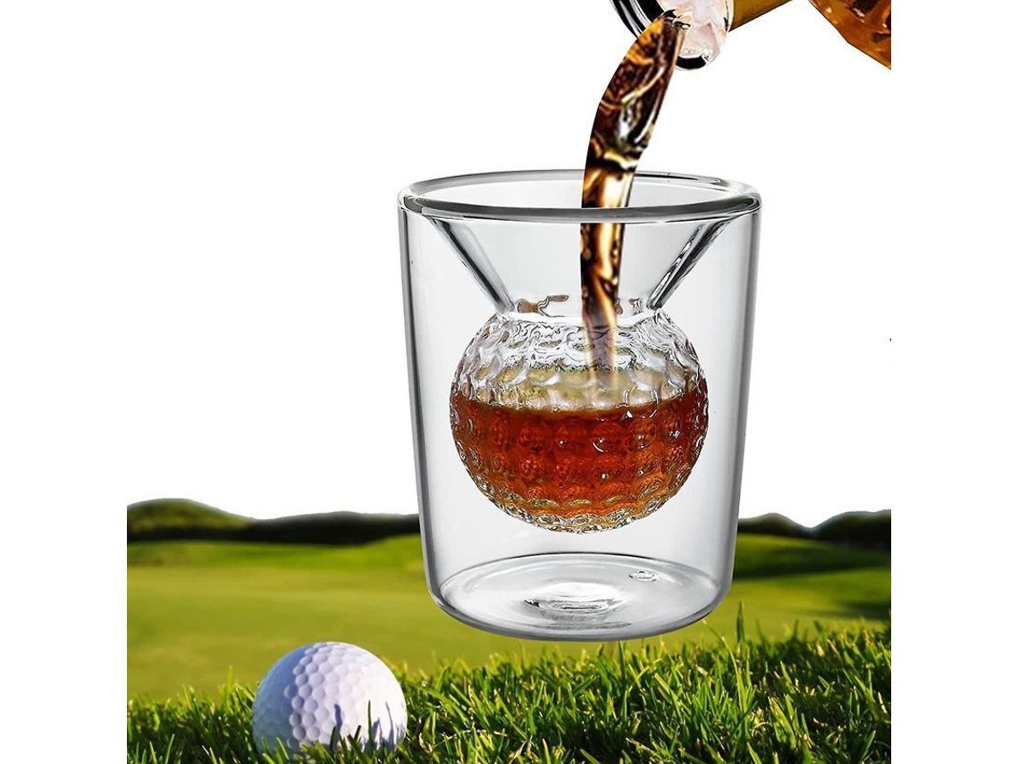 Vaso De Whiskey Golf, Regalo Original Para Hombres Golfistas, Vidrio Doble Pared Con Diseño De Pelota De Golf Incrustada 2 Peças