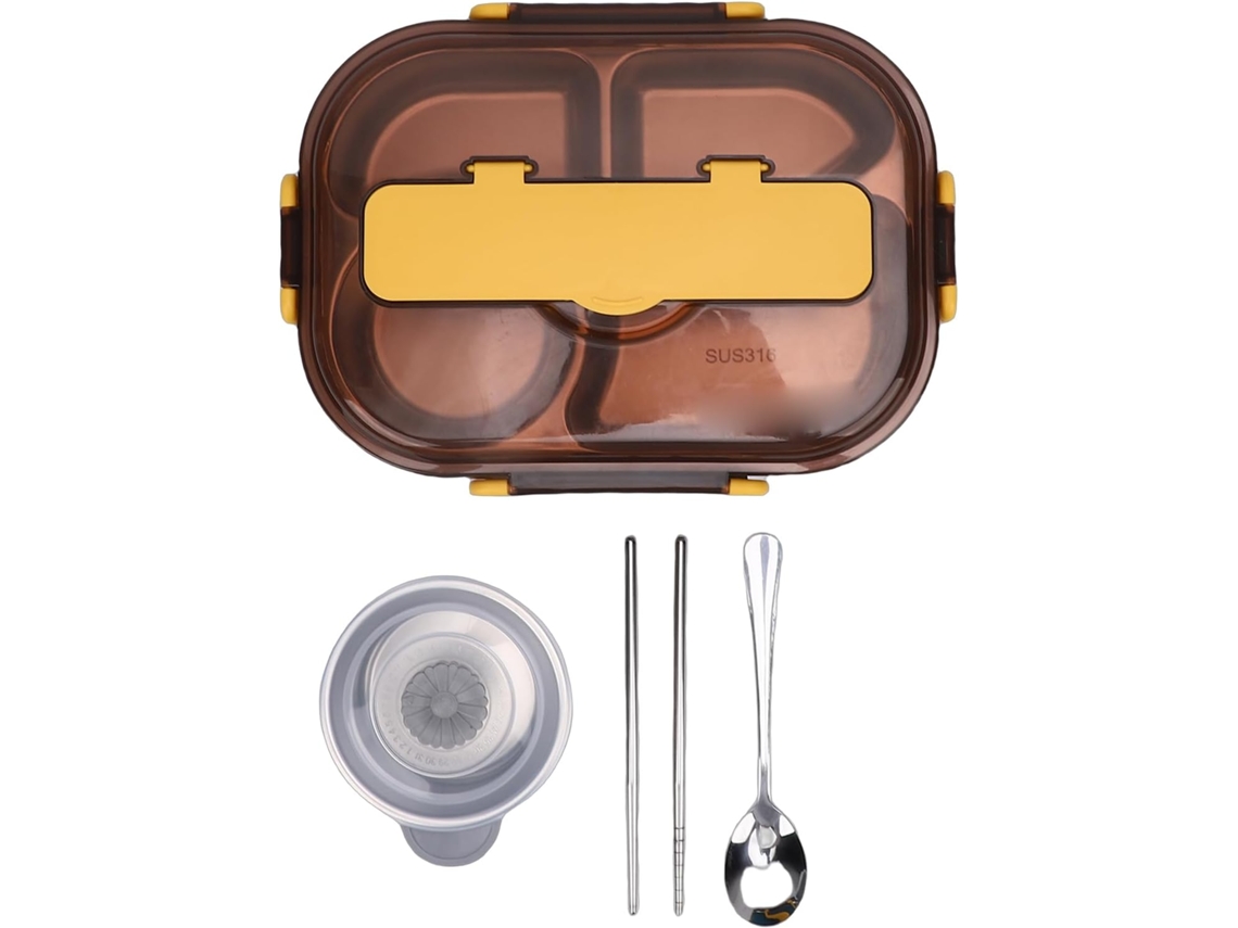 Lancheira Huiop À Prova De Vazamentos Com 4 Compartimentos, Recipiente Bento Em Aço Inoxidável, Ideal Para Viagens
