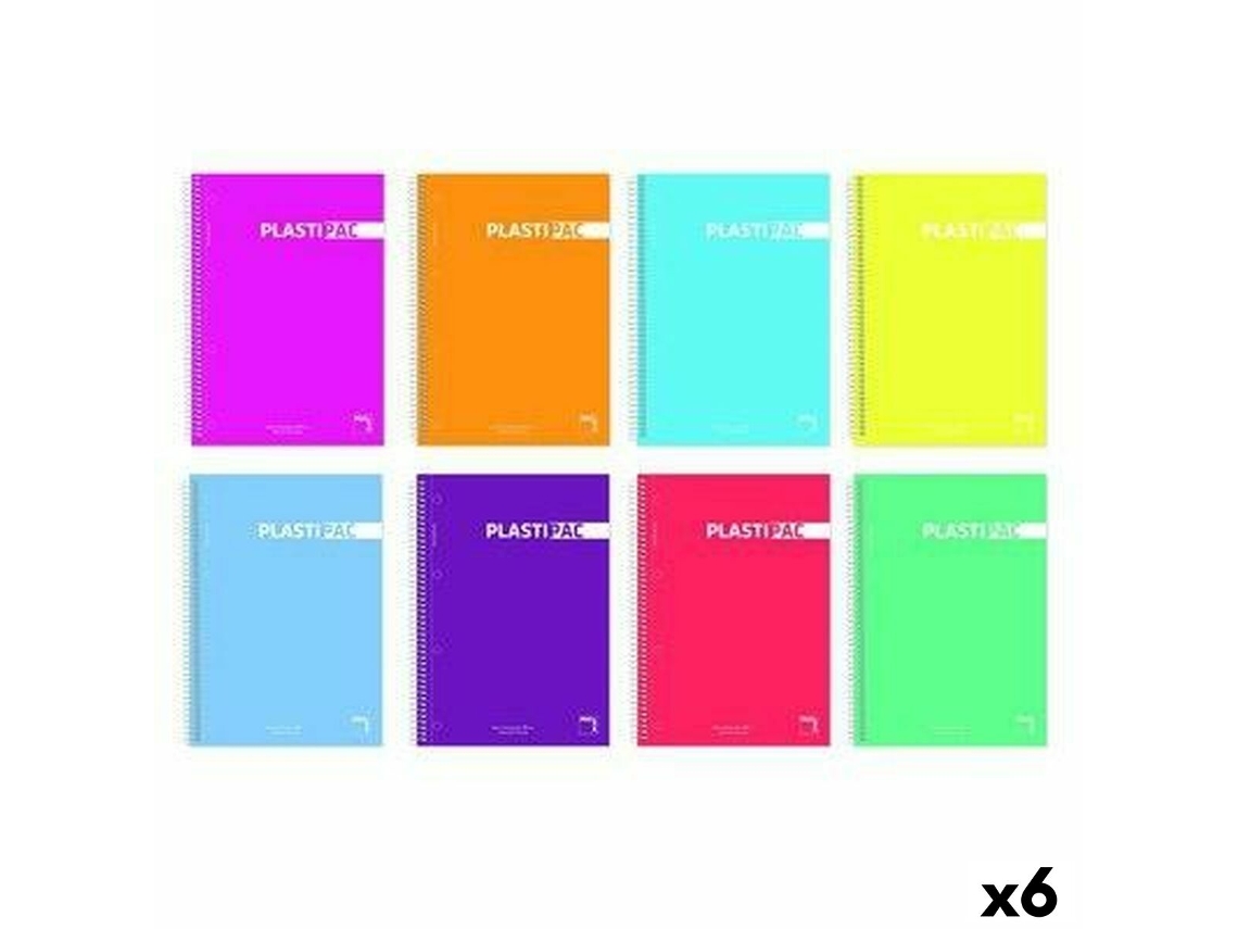 Conjunto De Cadernos Pacsa Plastipac A4 100 Folhas 4 Peças (6 Unidades)