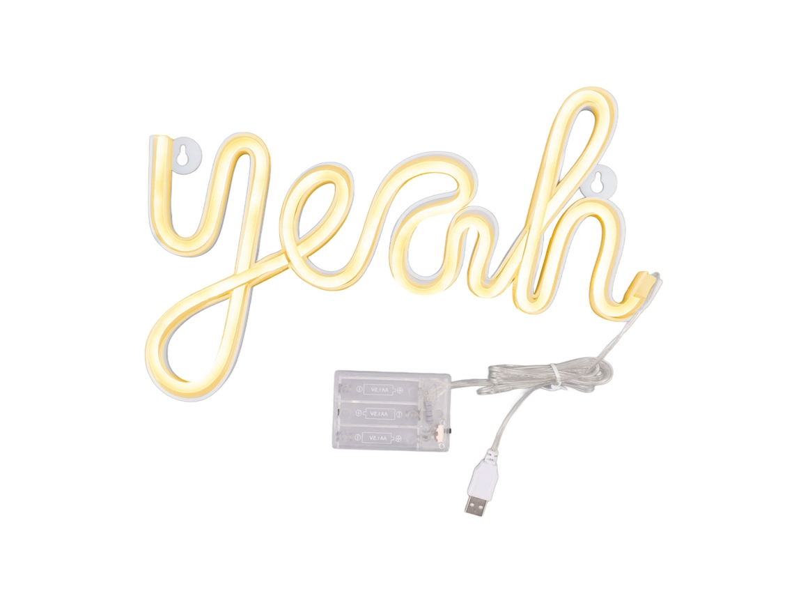 Rebe-sinal De Neón Led Forma Yeah Decoração De Parede Luz Noturna Com Iluminação Suave Uniforme Branco Quente