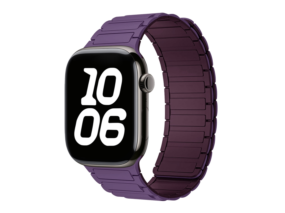 Pulseira Magnética de Silicone Halinuia para Apple Watch Series 1 11/ultra 1 3/se3 , Design Esportivo Respirável. Roxo Roxo Escuro (42 49 Mm)