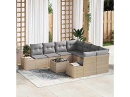 Vidaxl Conjunto De Sofá De Jardim 9 Unid. Bege E Cinza Vime Pe