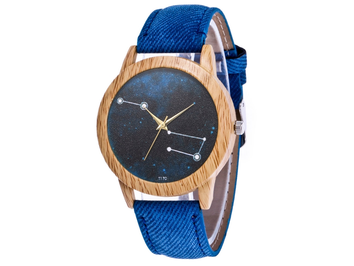 Relógio de pulso casual de quartzo com pulseira de jeans azul para homens, mulheres e casais.