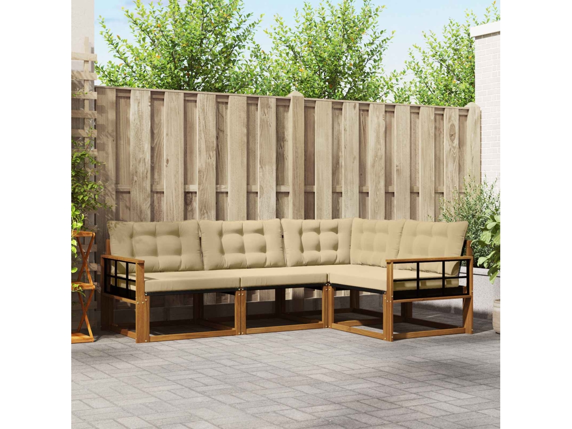 Vidaxl Conjunto De Sofás Para Exterior 4 Unid. Natural E Bege
