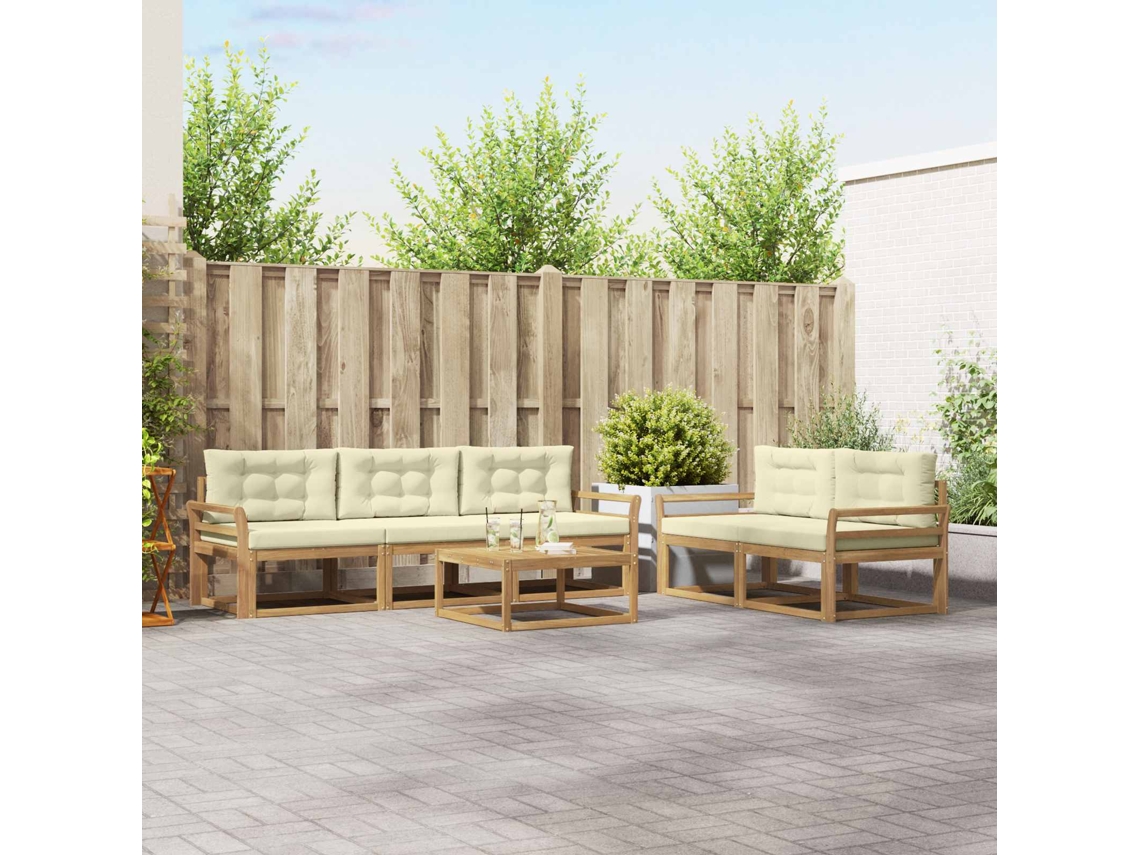 Vidaxl Conjunto De Sofás Para Exterior 6 Pcs Branco E Creme