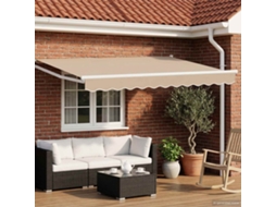 Vidaxl Toldo Retrátil Elétrico Bege E Branco 3,5 X 2,5 M