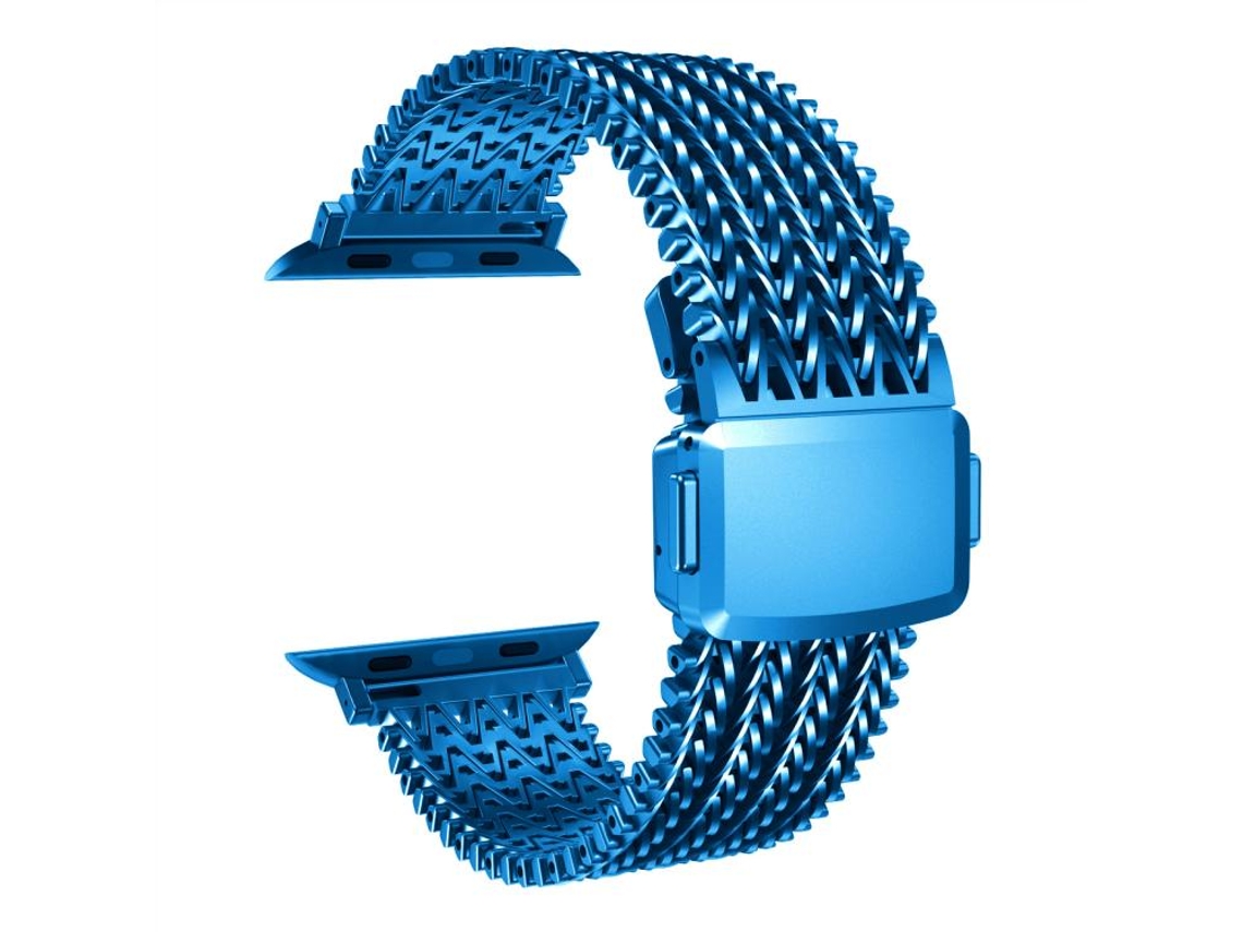 Bracelete para Apple Watch 44/45/46/49mm aço inoxidável com malha azul XIAOMOYU