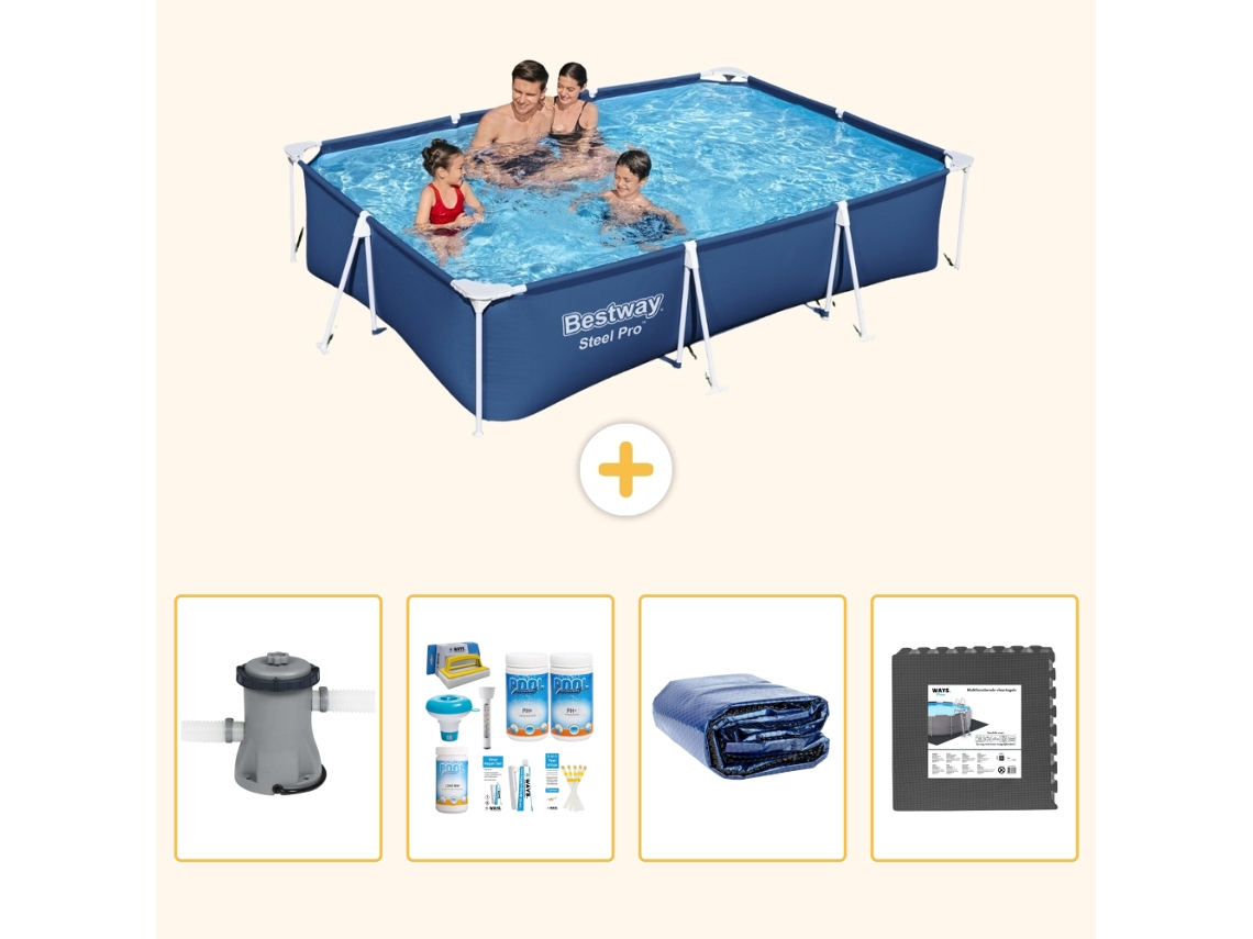 Bestway Piscina Bestway Steel Pro Retangular - 300x201x66 Cm - 5-peças S233