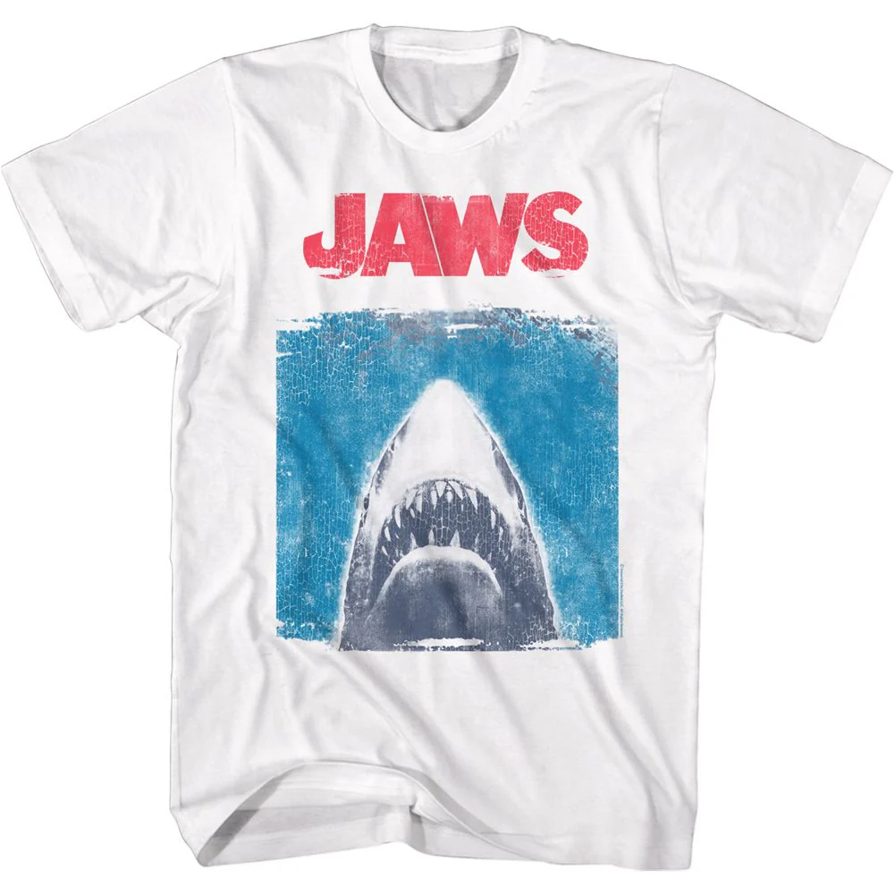 Unisex Adult T-shirt Rockinstone Jaws Movie Simplified Jaws Movie White Sizexxxl