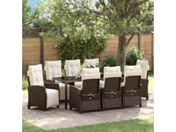 Vidaxl Conjunto De Jantar Para Jardim 9 Unid. Castanho Vime Pe