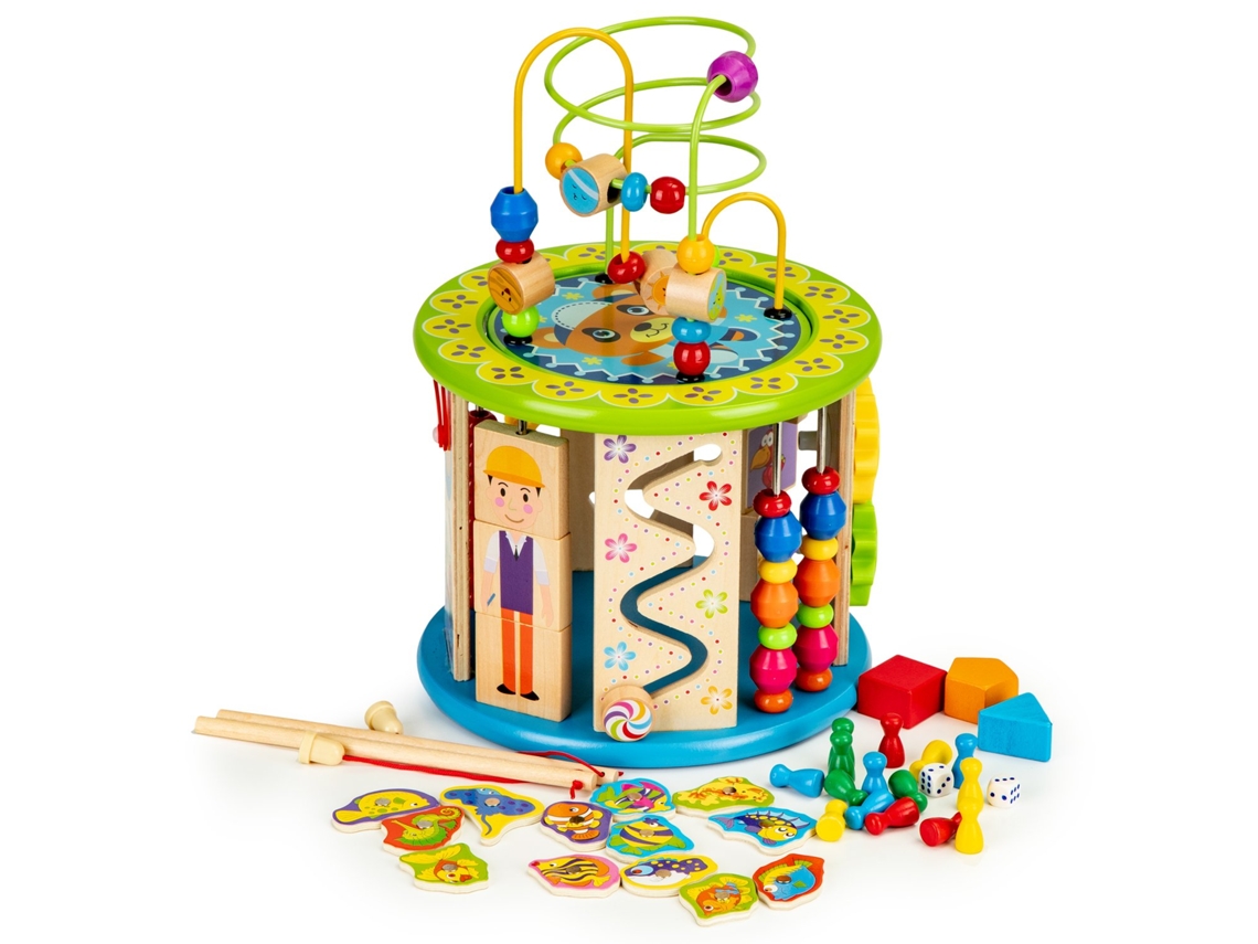 Cubo de Madeira Educativo com Jogos Blocos Pesca ECOTOYS