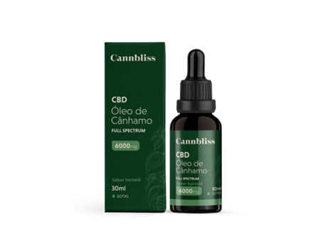 Óleo de Cânhamo 20% 6000 Mg CANNBLISS Full Spectrum com Mct 30 Ml Sabor Hortelã