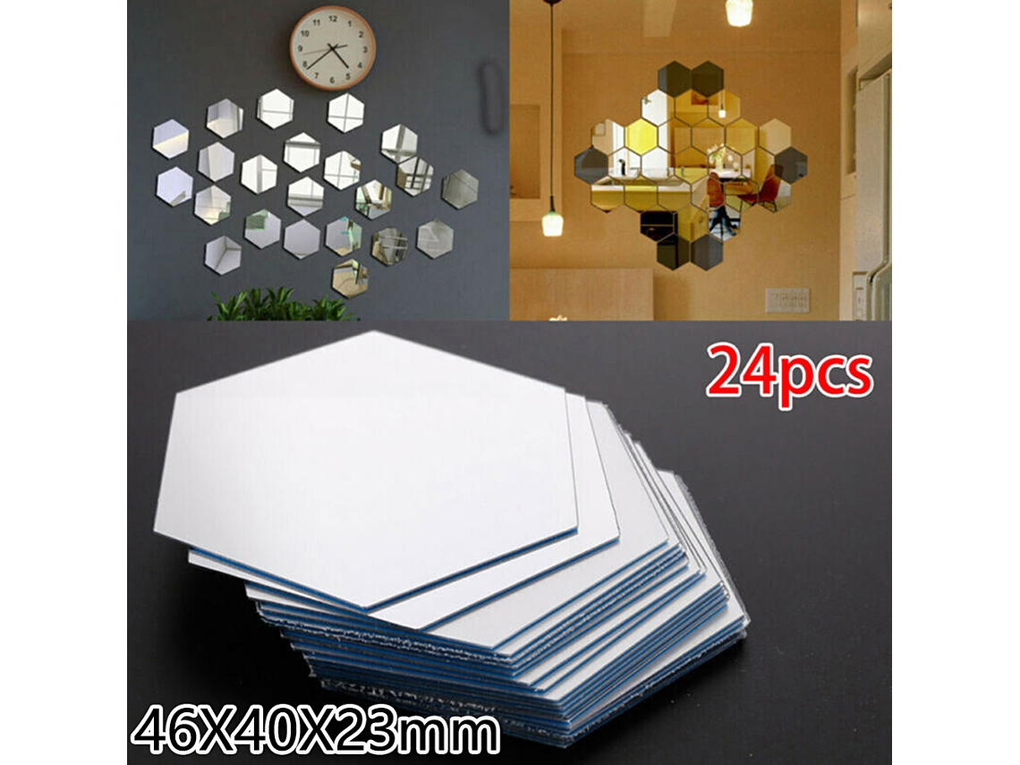 Adesivos de Espelho Hexagonais Autoadesivos 24pcs S/MARCA