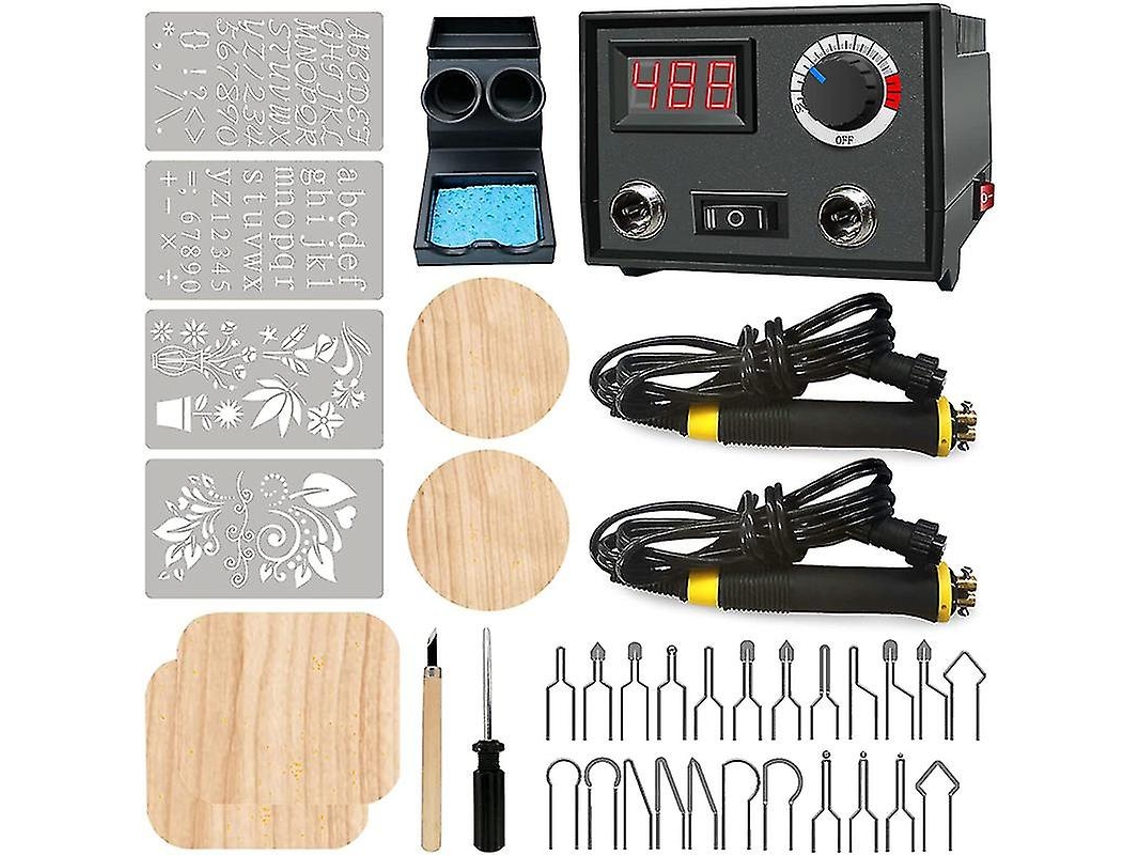 Kit de Pirografia para Madeira com Caneta Dupla de 60w, Modelo Atualizado e Ajustável. AQUAFORGE