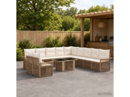 Vidaxl Conjunto De Sofá De Jardim 12 Unid. Bege E Branco Creme Vime Pe