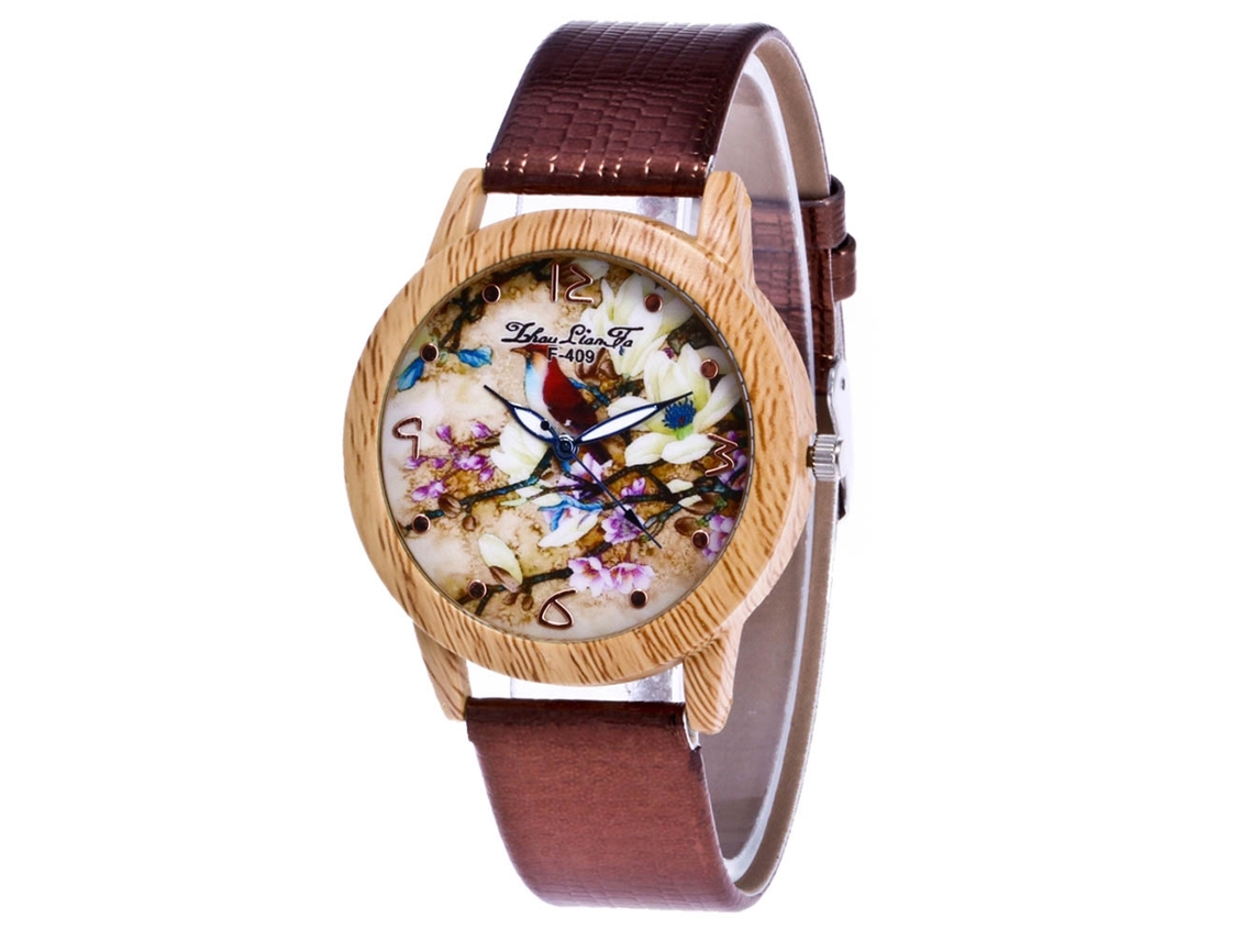Reloj De Mulher Zhoulianfa Com Mostrador Números Árabes Pulseira De Pu Reloj De Quartzo Estudante Café