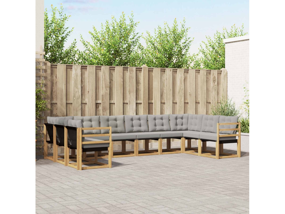 Vidaxl Conjunto De Sofás Para Exterior 10 Pcs Branco E Cinzento-claro