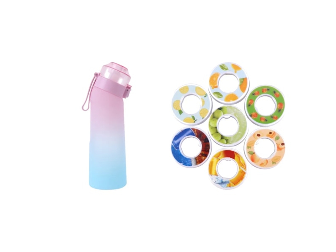 Garrafa de água de rosas com gradiente e 7 cápsulas aromáticas, 650ml, ideal para camping e esportes, June Brilvibera