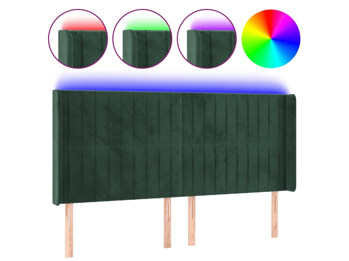 Led Headboard, Led Headboards Vidaxl Verde Veludo (183 X 16 X 118/128 Cm)