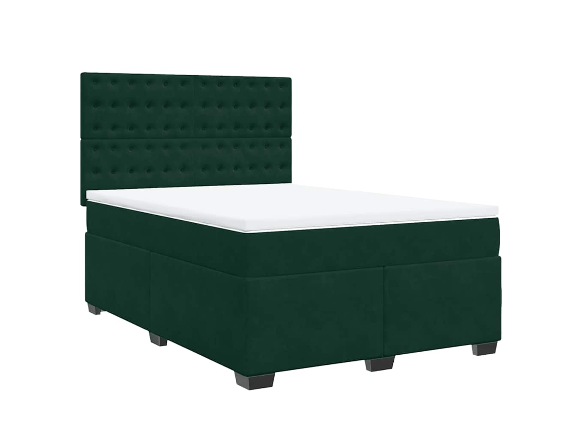 Cama com Molas/colchão 140x200 Cm Veludo Verde escuro MAISON EXCLUSIVE
