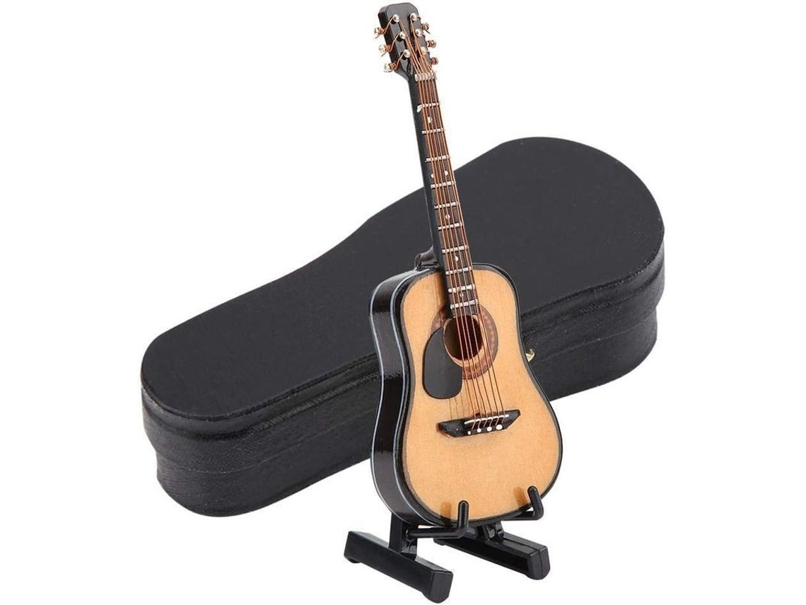Modelo De Guitarra Mini De Madera Com Caixa De Armazenamento E Suporte Presente Manual Artesanal Decoração Residencial 10cm