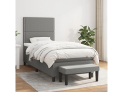 Vidaxl Cama Com Molas/colchão 90x190 Cm Tecido Cinza-escuro