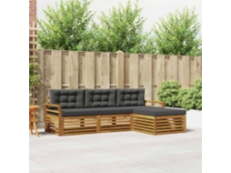 Vidaxl Conjunto De Sofás Para Exterior 4 Unid. Natural E Antracite