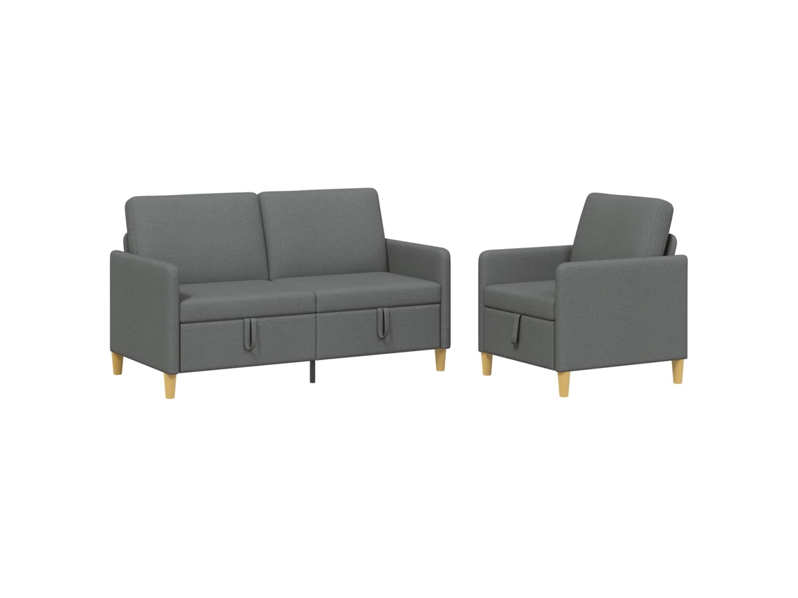 Conjunto de Sofá com Armazenamento 2 Pcs Cinzento escuro SYFAX