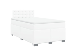 Cama com Molas e Colchão Couro Artificial Branco MAISON EXCLUSIVE (120x200 cm)