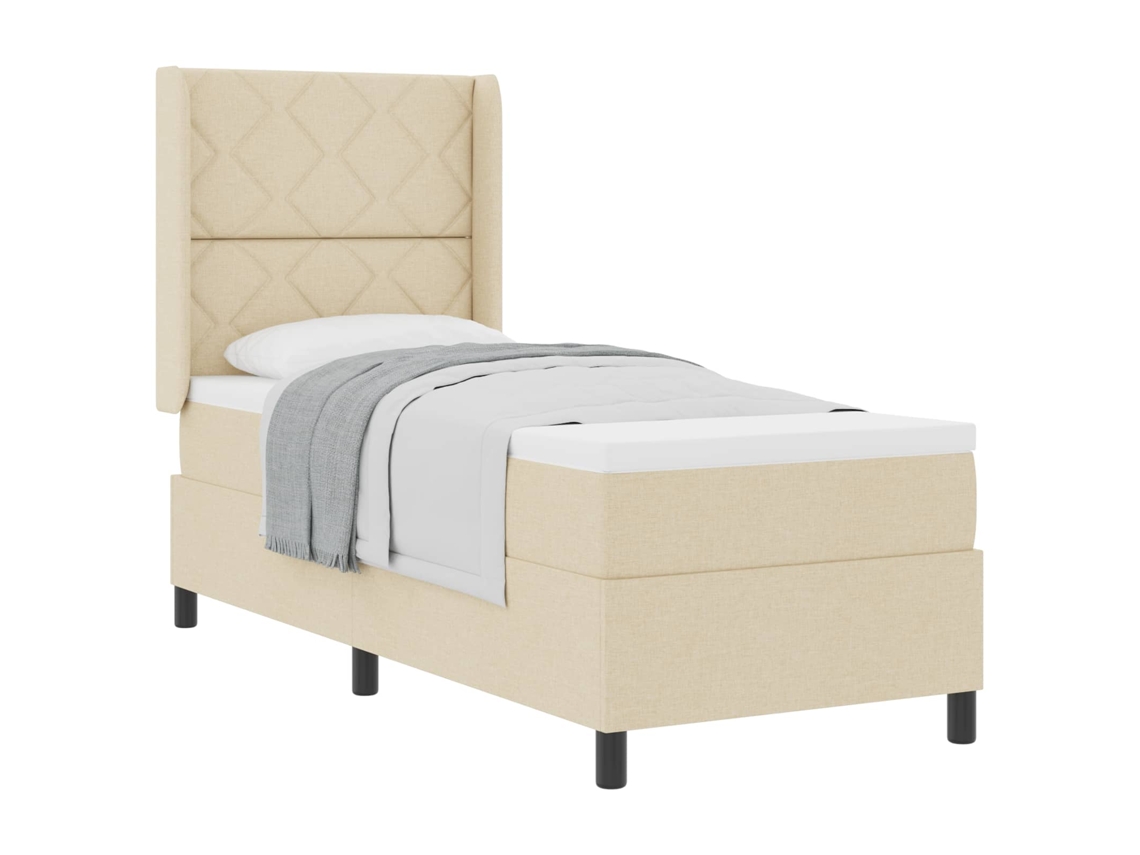 Vidaxl Cama Box Com Almofada Com Cabeceira Creme 200 X 80 Cm Tecido