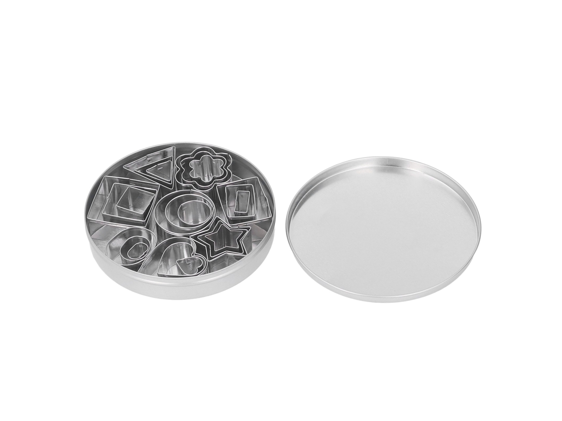 Conjunto de 24 Moldes de Biscoito INOX, Cortador Mini Geométrico