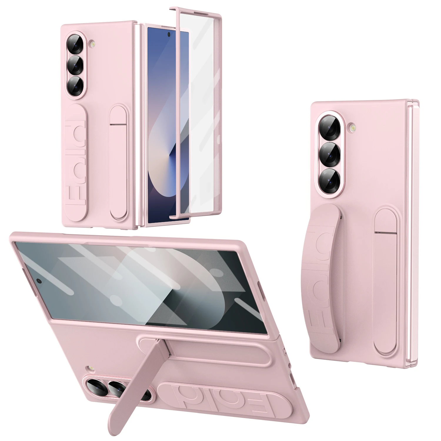 (rosa, Galaxy Z Fold6) Capa Premium Para Celular Resistente A Arranhões, Com Suporte E Capa Protetora Rígida De Silicone Antiderrapante.
