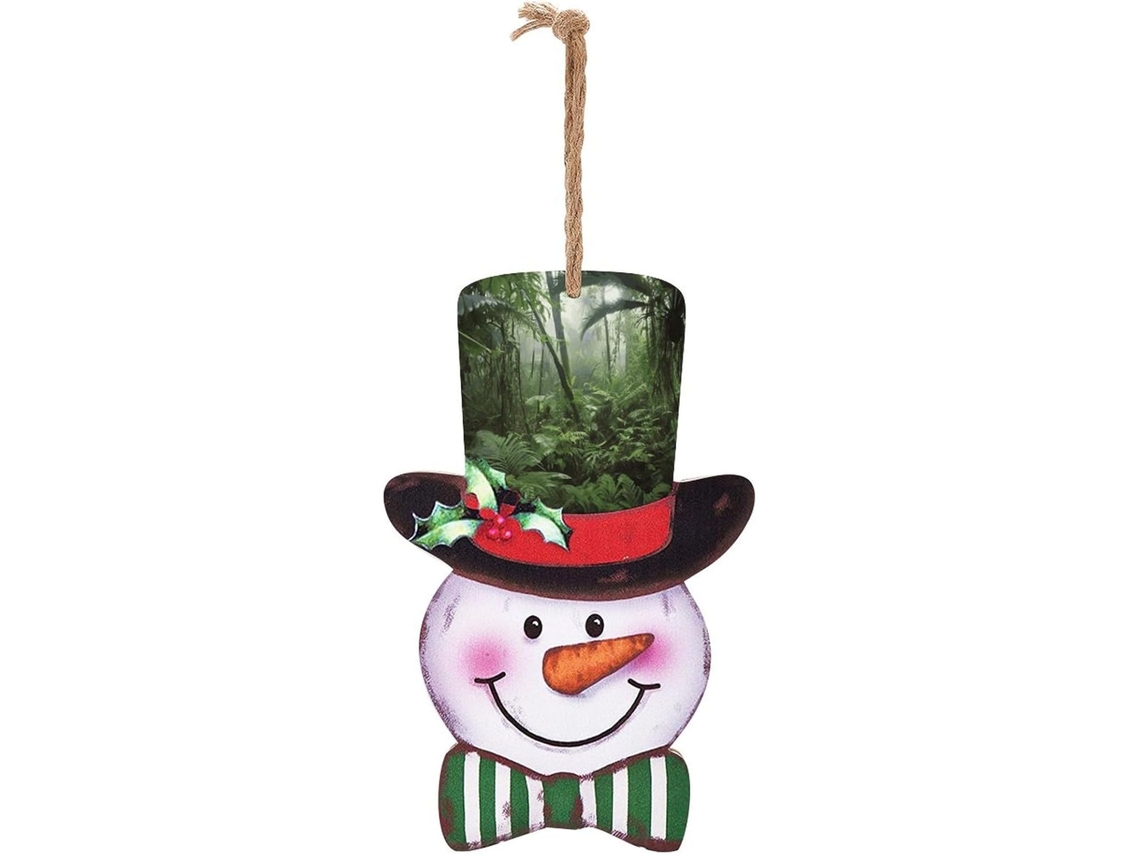 Enfeite De Natal De Madeira Com Boneco De Neve E De Árvo Variação 2315
